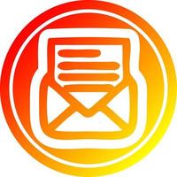 envelope letter circular in hot gradient spectrum vector