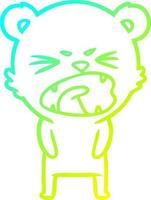 cold gradient line drawing angry cartoon bear vector