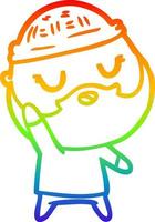 dibujo de línea de gradiente de arco iris lindo hombre de dibujos animados con barba vector