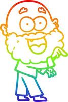 rainbow gradient line drawing cartoon crazy happy man with beard vector