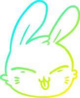 cold gradient line drawing cartoon rabbit face vector