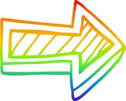 rainbow gradient line drawing cartoon directing arrow vector