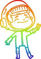 rainbow gradient line drawing happy cartoon astronaut vector