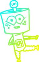 cold gradient line drawing happy cartoon robot dancing vector