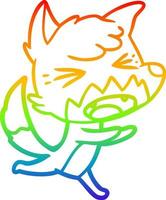 rainbow gradient line drawing angry cartoon fox running vector