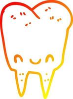 warm gradient line drawing cartoon tooth vector