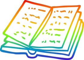 rainbow gradient line drawing cartoon open book vector