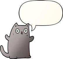 cartoon cat and speech bubble in smooth gradient style vector