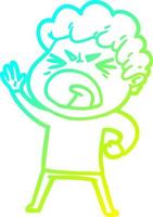 cold gradient line drawing cartoon furious man vector