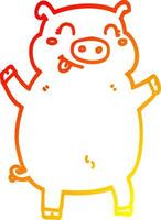 warm gradient line drawing cartoon pig vector