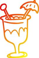 warm gradient line drawing cartoon cocktail vector