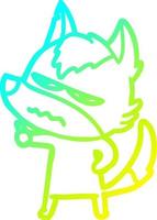 cold gradient line drawing cartoon annoyed wolf vector