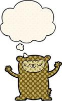 cute cartoon bear and thought bubble in comic book style vector