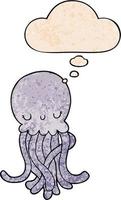 cute cartoon jellyfish and thought bubble in grunge texture pattern style vector