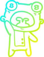 cold gradient line drawing cartoon weird alien waving vector