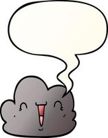 cartoon happy cloud and speech bubble in smooth gradient style vector