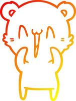 warm gradient line drawing happy bear cartoon vector
