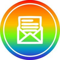 envelope letter circular in rainbow spectrum vector