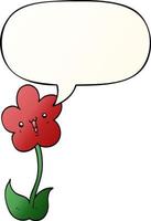 cartoon flower and speech bubble in smooth gradient style vector