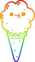 rainbow gradient line drawing cartoon ice cream vector