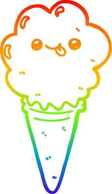 rainbow gradient line drawing cartoon ice cream
