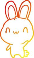 warm gradient line drawing cute rabbit waving vector