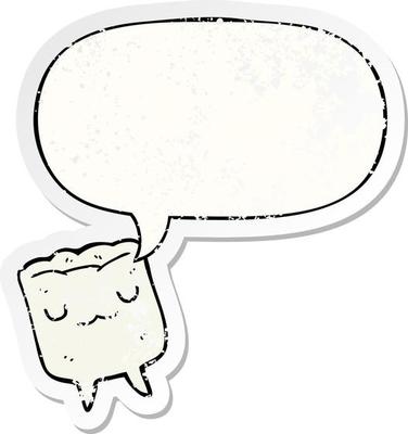 cartoon tooth and speech bubble distressed sticker