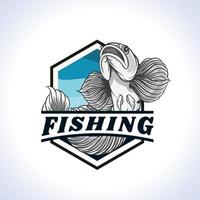 White fish predator fishing club logo vector