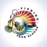 yellow fish predator fishing japanese style logo vector