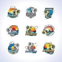 Paquetes de logotipos de pesca de depredadores vector