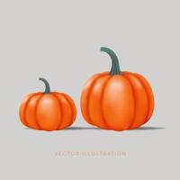 3D orange pumpkins. Vector illustration in minimal 3D style
