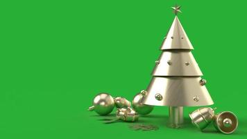 Bronze Christmas tree on green background 3d rendering for holiday content. photo