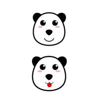 lindo conjunto de panda bebé. cara de panda bebé. logotipo de panda bebé. vector