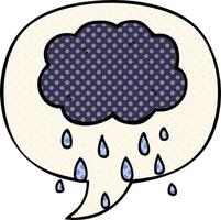 cartoon cloud raining and speech bubble in comic book style vector