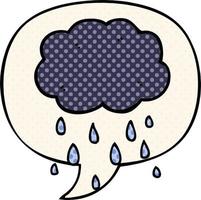 caricatura, nube, lloviendo, y, burbuja del discurso, en, cómico, estilo vector