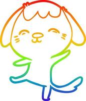 rainbow gradient line drawing happy cartoon dancing dog vector