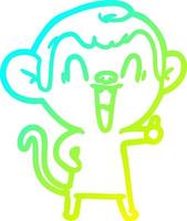 cold gradient line drawing cartoon laughing monkey vector