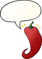 cartoon chili pepper and speech bubble in smooth gradient style vector