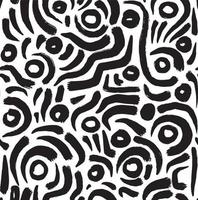 Abstract artistic seamless pattern background with black ink brush irregular stroke shapes. Black and white monochrome modern grunge textured print, wallpaper, textile vector