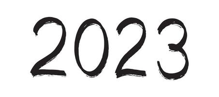 2023 - vector black ink number isolated on white background. digits 2023 brush stroke lettering. Hand drawn design element for calender, New Year cards.