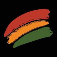 pincel dibujado a mano bandera panafricana texturizada grunge artística - bandas horizontales rojas, amarillas y verdes. fondo de plantilla aislada de vector de bandera afroamericana para kwanzaa, mes de historia negra, diecinueve de junio