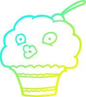 cold gradient line drawing funny cupcake vector