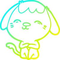 cold gradient line drawing happy cartoon dog vector