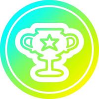 copa de trofeo circular en espectro de gradiente frío vector