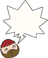 cartoon male face and beard and speech bubble vector