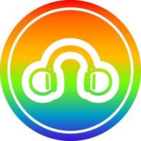 music headphones circular in rainbow spectrum vector