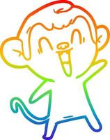 rainbow gradient line drawing cartoon laughing monkey vector