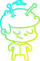 cold gradient line drawing friendly cartoon spaceman vector