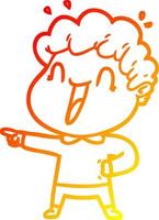 warm gradient line drawing cartoon happy man vector