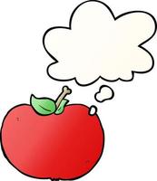 cartoon apple and thought bubble in smooth gradient style vector